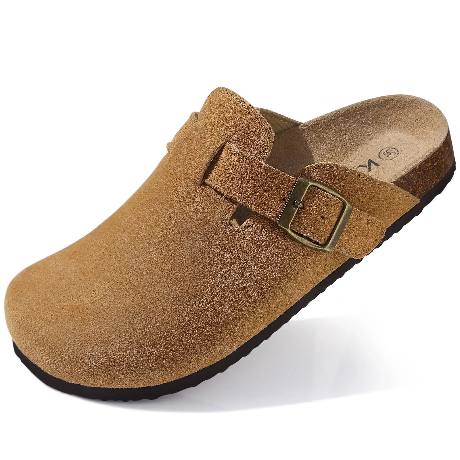 Kiyo tamancos de camurça para mulheres homens mules sandálias de cortiça com suporte de arco moda antiderrapante chinelos de praia ao ar livre sapatos para casa