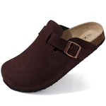 Load image into Gallery viewer, Kiyo tamancos de camurça para mulheres homens mules sandálias de cortiça com suporte de arco moda antiderrapante chinelos de praia ao ar livre sapatos para casa

