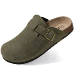 Load image into Gallery viewer, Kiyo tamancos de camurça para mulheres homens mules sandálias de cortiça com suporte de arco moda antiderrapante chinelos de praia ao ar livre sapatos para casa
