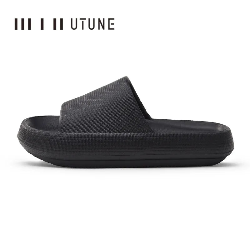 UTUNE 51CM slippers for man Platform House Shoes EVA Soft fashion slides Anti-slip Summer Sandals Women Bathroom Shoes Shower