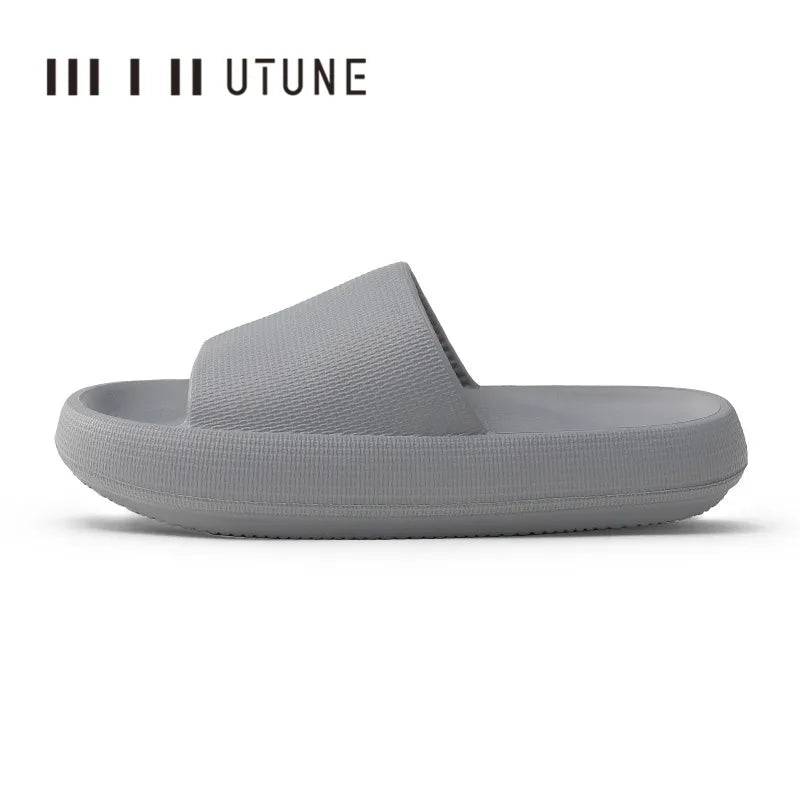 UTUNE 51CM slippers for man Platform House Shoes EVA Soft fashion slides Anti-slip Summer Sandals Women Bathroom Shoes Shower