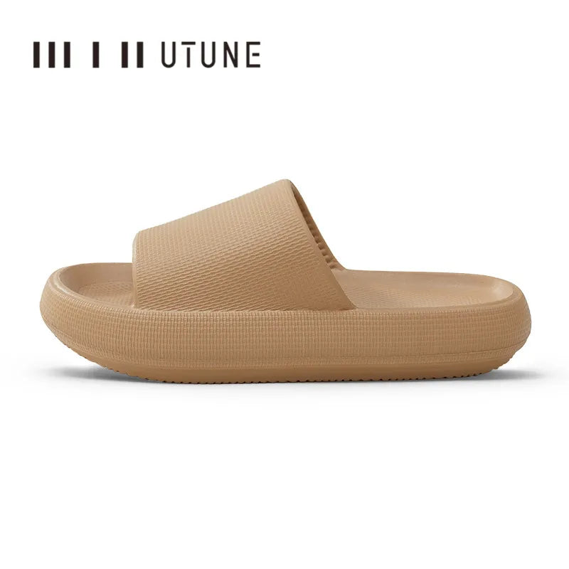 UTUNE 51CM slippers for man Platform House Shoes EVA Soft fashion slides Anti-slip Summer Sandals Women Bathroom Shoes Shower