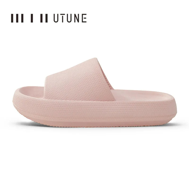 UTUNE 51CM slippers for man Platform House Shoes EVA Soft fashion slides Anti-slip Summer Sandals Women Bathroom Shoes Shower