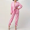 OUDINA Best Sale Fashion Solid Color Casual Two Piece Blazer Suits Blazers Ladies 2 Piece Pant Set Women
