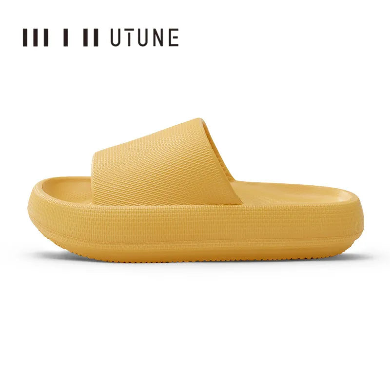 UTUNE 51CM slippers for man Platform House Shoes EVA Soft fashion slides Anti-slip Summer Sandals Women Bathroom Shoes Shower