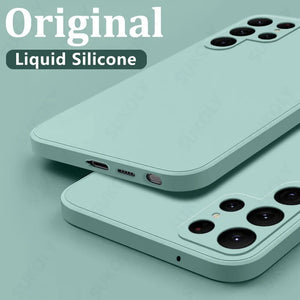 Case For Samsung Galaxy S24 S23 S22 S25 Ultra S24 FE A56 A55 A53 A52 A54 A16 A35 5G Shockproof Liquid Silicone Phone Cover Coque
