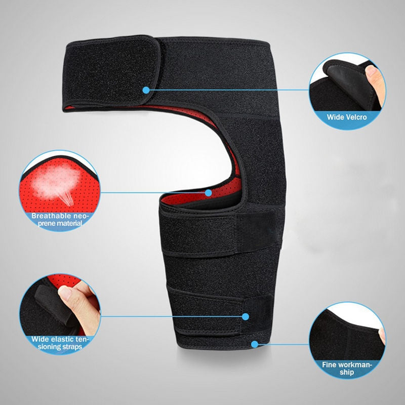 Thigh Support Compression Brace Wrap Black Sprains Therapy Groin Leg Hip Pain Relief