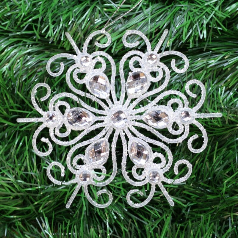 Ivory White Christmas Tree Pendant Baubles Fairy Snowflake Santa Decorations