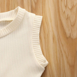 Newborn Baby Boys Girls Summer Outfits Infant Ribbed Knitted Cotton Short Sleeve T-Shirt + Shorts Two Piece Clothes Set