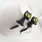 Load image into Gallery viewer, Handmade Polymer Clay 3D Black Cat Earrings
