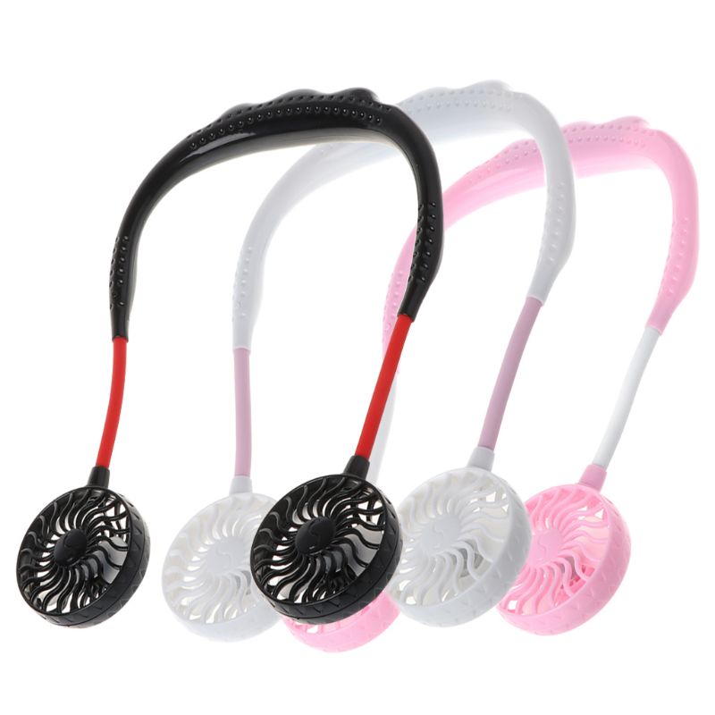 2019 Summer Hands free Lazy Neck Band Hanging USB Rechargeable Sports Dual Fan Mini Air Cooler Portable 3 Speeds Large battery