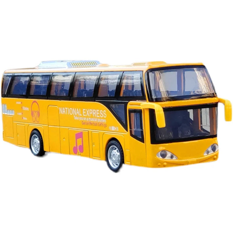Travel Bus Model Alloy Model Car Diecast Scale Vehicle Model Toy Sound & Light Pull Back Educational Toys For Children Gift