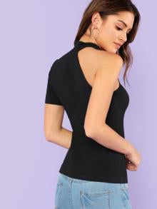  Asymmetrical Sleeve Solid Tee