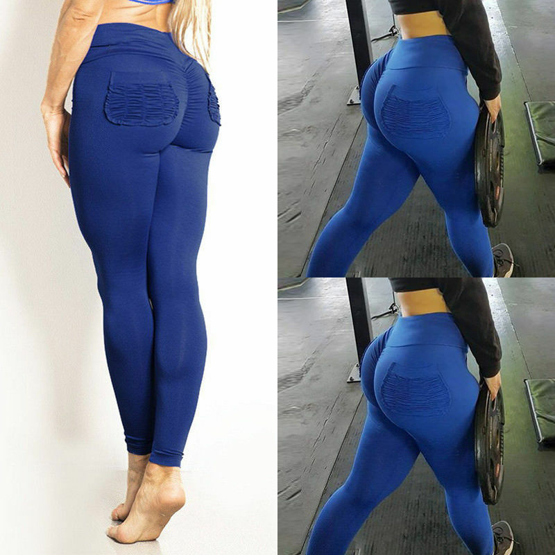 Women Ruched Push Up Leggings Yoga Pants Anti Cellulite Sports Scrunch NEW X285