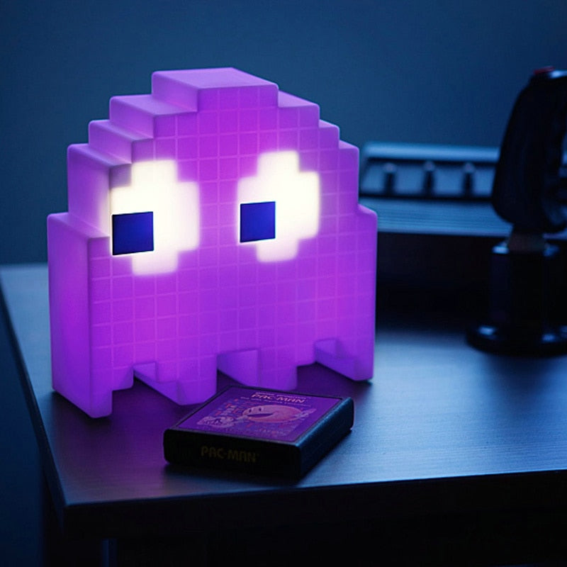 Color Changing Cartoon Ghost Lamp Led Mini USB Night Light 8-bit mood light Pixel Style Child Baby Soft Lamp Bedroom lighting