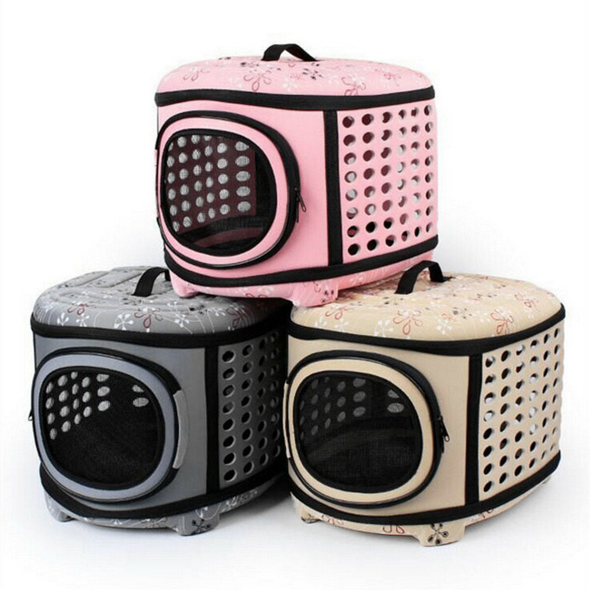 Small Pet Dog Cat Puppy Carrier Portable Cage Crate Transporter Bag - Pink