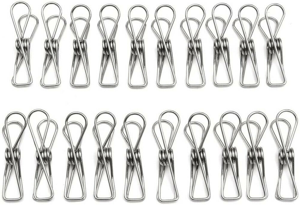 Stainless Steel Clothes Pegs Hanging Clips Pins Laundry Windproof Metal Clamps