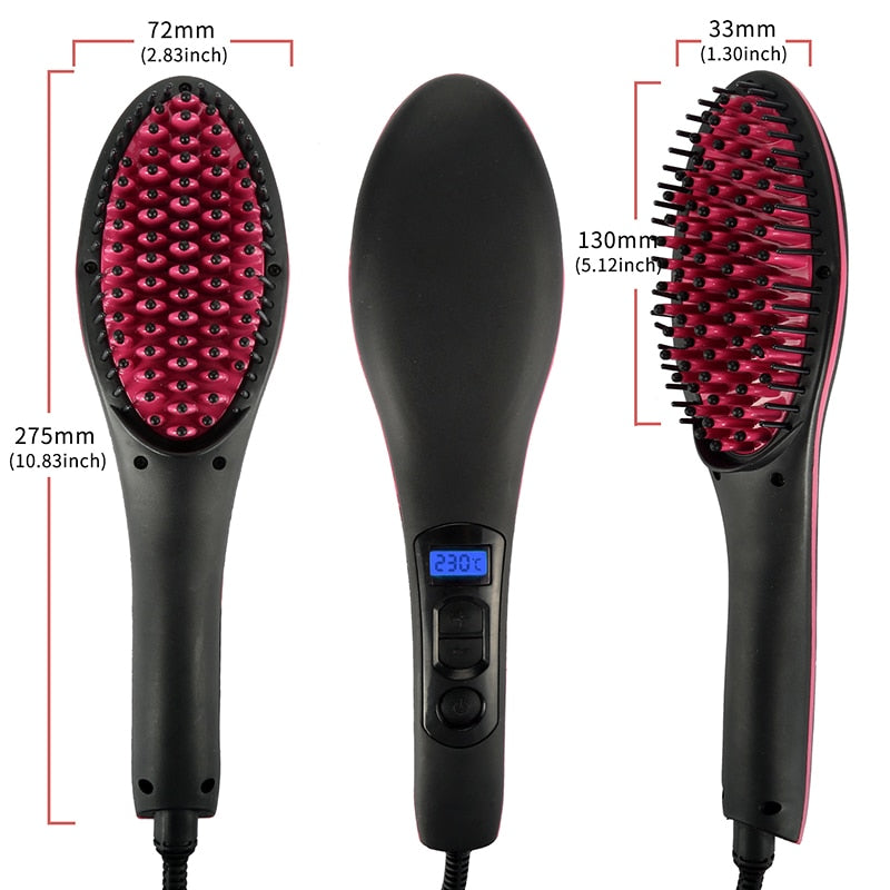 Ceramic Hair Straightener Brush Fast Straightening hair Electric Comb Flat Iron LCD Display Digital Heating hair Brush Gift 906