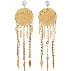 Rhinestone Disc Fringe Earrings