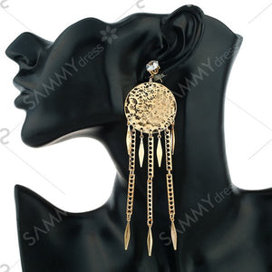 Rhinestone Disc Fringe Earrings