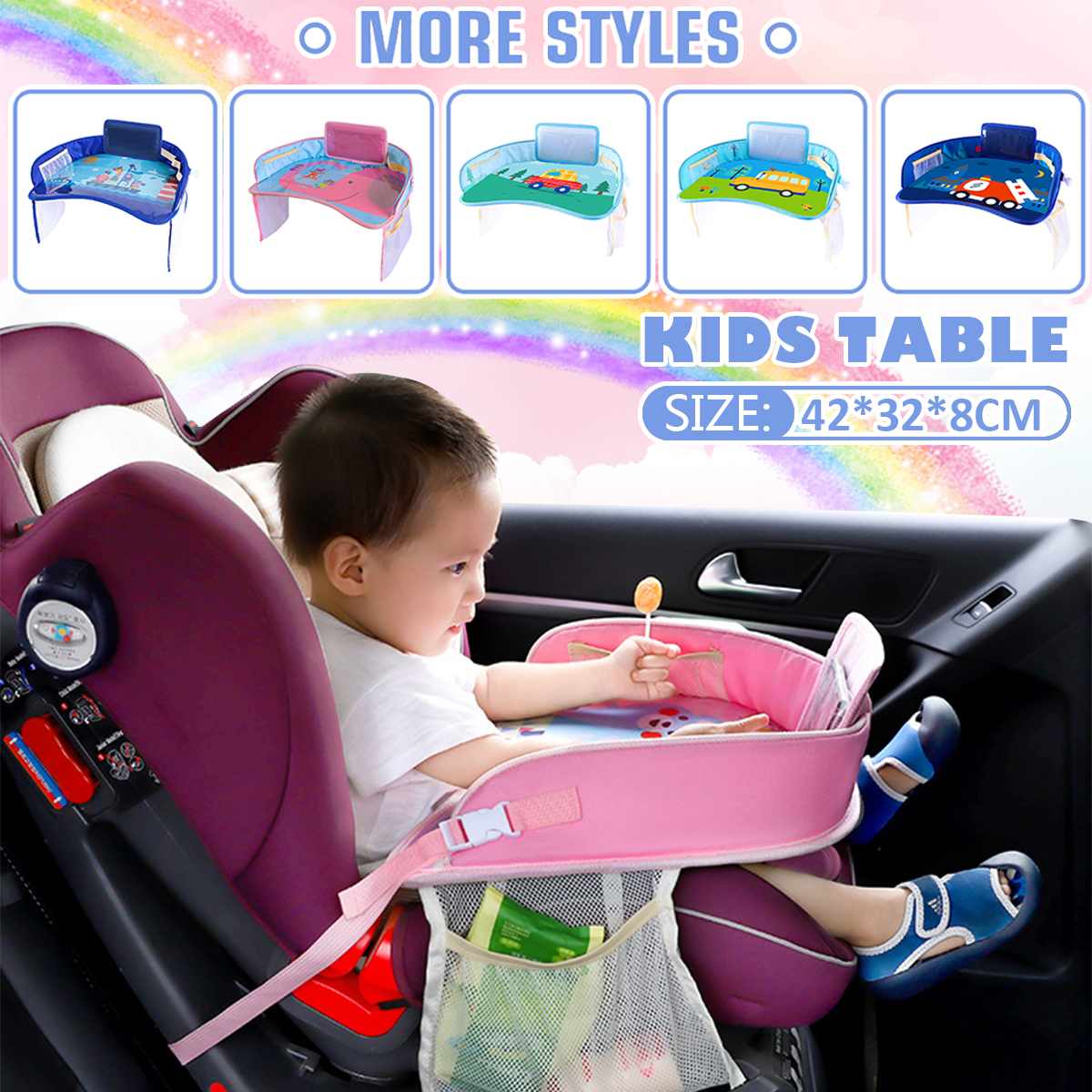 Waterproof Car Seat Tray Kids Baby Home Table Car Drinks Holders Storage Kids Toys Infant Children Dining Drink Table Baby Fence