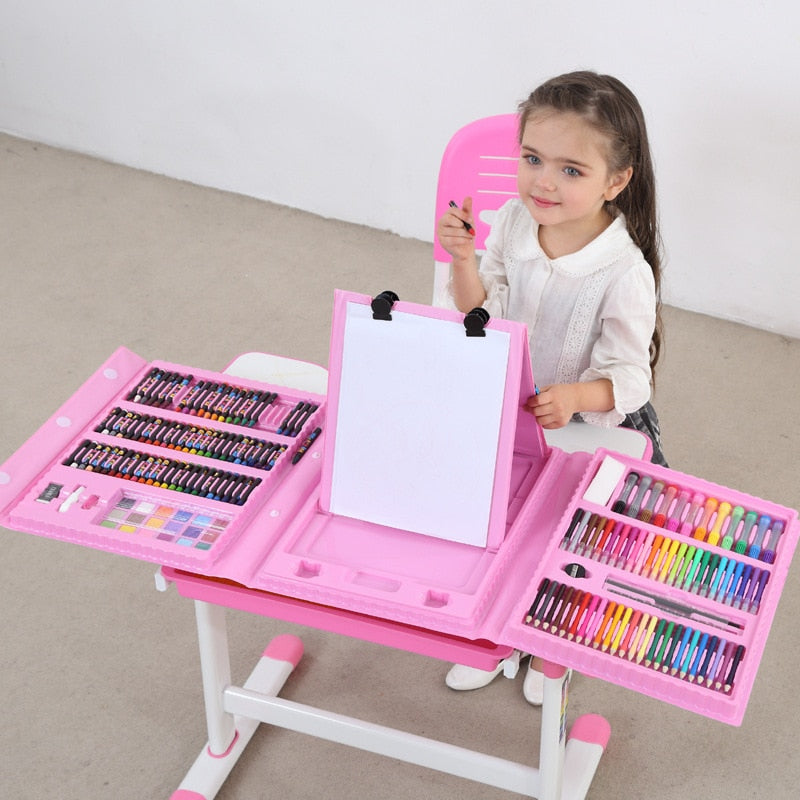 208 PCS Kid Draw Set Colored Pencil Crayon Watercolors Pens With Drawing Board Drawing Set Toy School Supplies Kid Gifts|Drawing Toys|