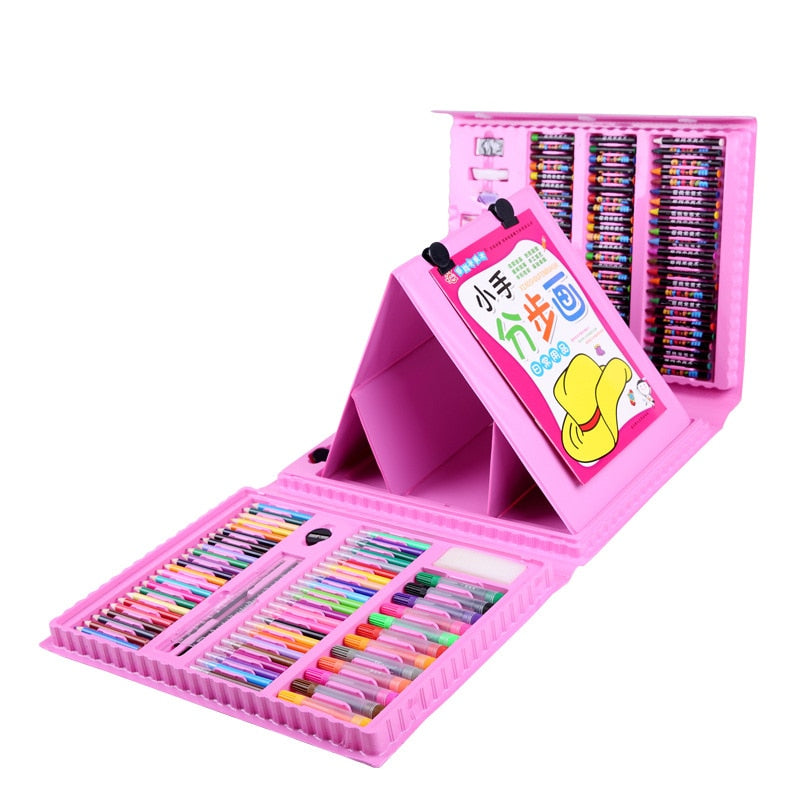 208 PCS Kid Draw Set Colored Pencil Crayon Watercolors Pens With Drawing Board Drawing Set Toy School Supplies Kid Gifts|Drawing Toys|