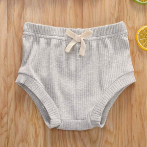 Newborn Baby Boys Girls Summer Outfits Infant Ribbed Knitted Cotton Short Sleeve T-Shirt + Shorts Two Piece Clothes Set