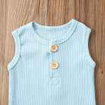 Load image into Gallery viewer, Newborn Baby Boys Girls Summer Outfits Infant Ribbed Knitted Cotton Short Sleeve T-Shirt + Shorts Two Piece Clothes Set
