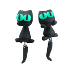 Load image into Gallery viewer, Handmade Polymer Clay 3D Black Cat Earrings
