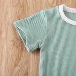 Load image into Gallery viewer, Newborn Baby Boys Girls Summer Outfits Infant Ribbed Knitted Cotton Short Sleeve T-Shirt + Shorts Two Piece Clothes Set
