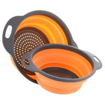 Load image into Gallery viewer, 2pcs/set Foldable Silicone Colander Fruit Vegetable Washing Basket Strainer Collapsible Drainer With Handle Kitchen Tool
