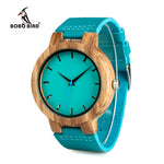 Load image into Gallery viewer, BOBO BIRD WC28 Blue Leather Band Antique Lovers Wood Watches With Blue Dial Zebra Wooden Watch in Gift Box Accept Drop Shipping
