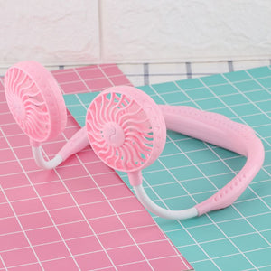 2019 Summer Hands free Lazy Neck Band Hanging USB Rechargeable Sports Dual Fan Mini Air Cooler Portable 3 Speeds Large battery