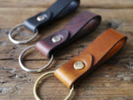 Load image into Gallery viewer, Leather Keyring, Leather Key Fob - Riveted Leather Keychain in Antique Tan
