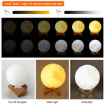 Load image into Gallery viewer, Moon lamp LED light 20CM 18CM 15CM 3D Print USB  Moonlight 2 Colors Changeable Touch Switch Night Light For Creative Gift Home
