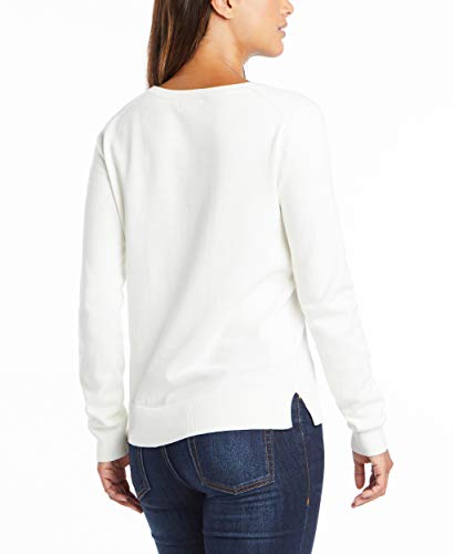 Nautica Women's Effortless J-Class Long Sleeve 100% Cotton V-Neck Sweater