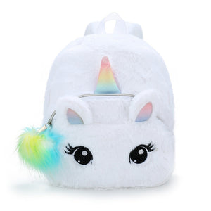 AkoaDa New Unicorn Plush Backpack Girl Cute Zipper Bags Small Cartoon Teenager Schoolbag