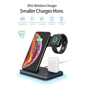 Qi Wireless Charger Stand Holder Station 15W Fast Charging Dock For Apple Watch Series 4 3 2 Airpods Iphone 11 Pro Max XS MAX XR