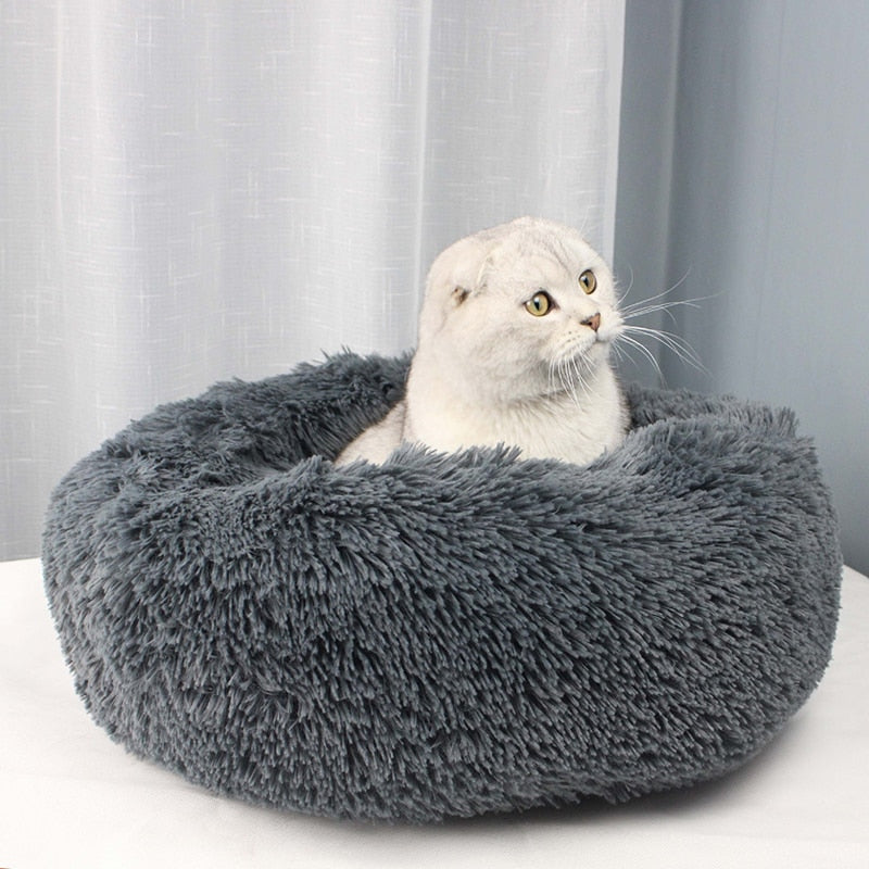 Pet Bed Kennel Super Soft Dog Round Cat Winter Warm Sleeping Bag Long Plush Puppy Cushion Mat Portable Cat Supplies 46/50/60cm|Houses, Kennels & Pens|