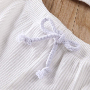 Newborn Baby Boys Girls Summer Outfits Infant Ribbed Knitted Cotton Short Sleeve T-Shirt + Shorts Two Piece Clothes Set