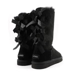 Load image into Gallery viewer, Real leather soft fur snow women&#39;s boots winter shoes with matching purse and headband set and faux fur coat fr kids and adults
