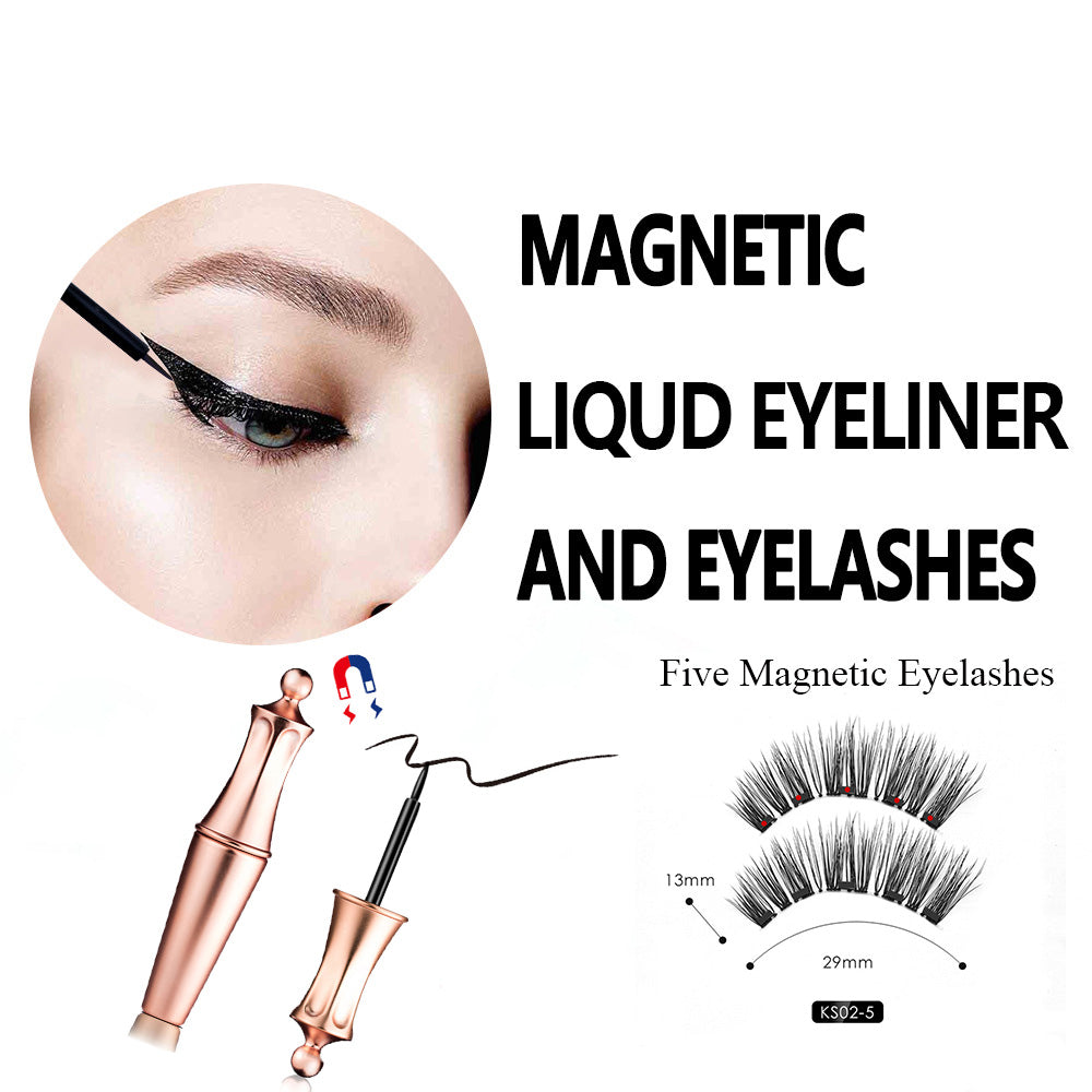 1SET Magnetic liquid Eyeliner with Five False Eyelashes Handmade Lashes Waterproof Eye Liner Women Eye Makeup Stylish Tools