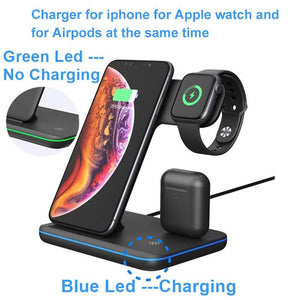 Qi Wireless Charger Stand Holder Station 15W Fast Charging Dock For Apple Watch Series 4 3 2 Airpods Iphone 11 Pro Max XS MAX XR