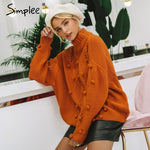 Load image into Gallery viewer, Simplee Turtleneck sweater women pullover Hollow out knitted sweaters 2018 Autumn winter fashion long sleeve casual jumpers
