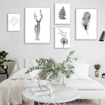 Load image into Gallery viewer, Scandinavian Poster Black White Deer
