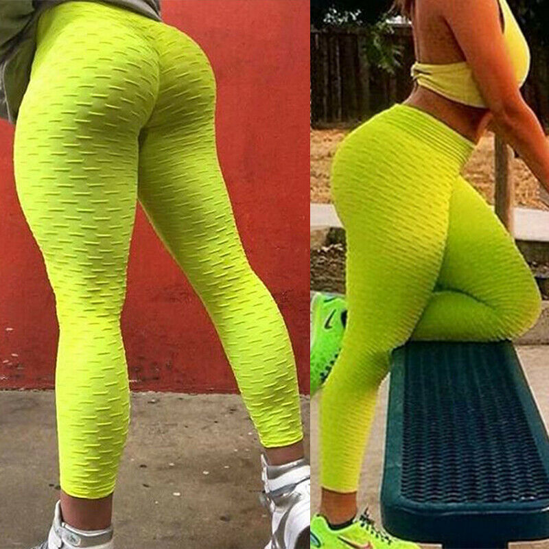 Women Ruched Push Up Leggings Yoga Pants Anti Cellulite Sports Scrunch NEW X285