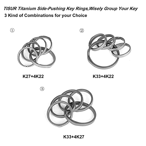 TISUR Titanium Side-Pushing Key Rings, Wisely Group Your Key, 3 Size Choices