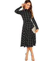 Load image into Gallery viewer, Floerns Women&#39;s High Neck Plaid Fit and Flare Midi Dress
