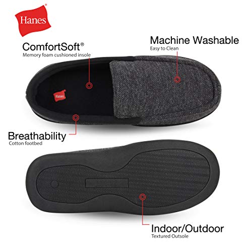 Hanes Men's ComfortSoft Memory Foam Knit Venetian Moccasin Indoor/Outdoor Slipper